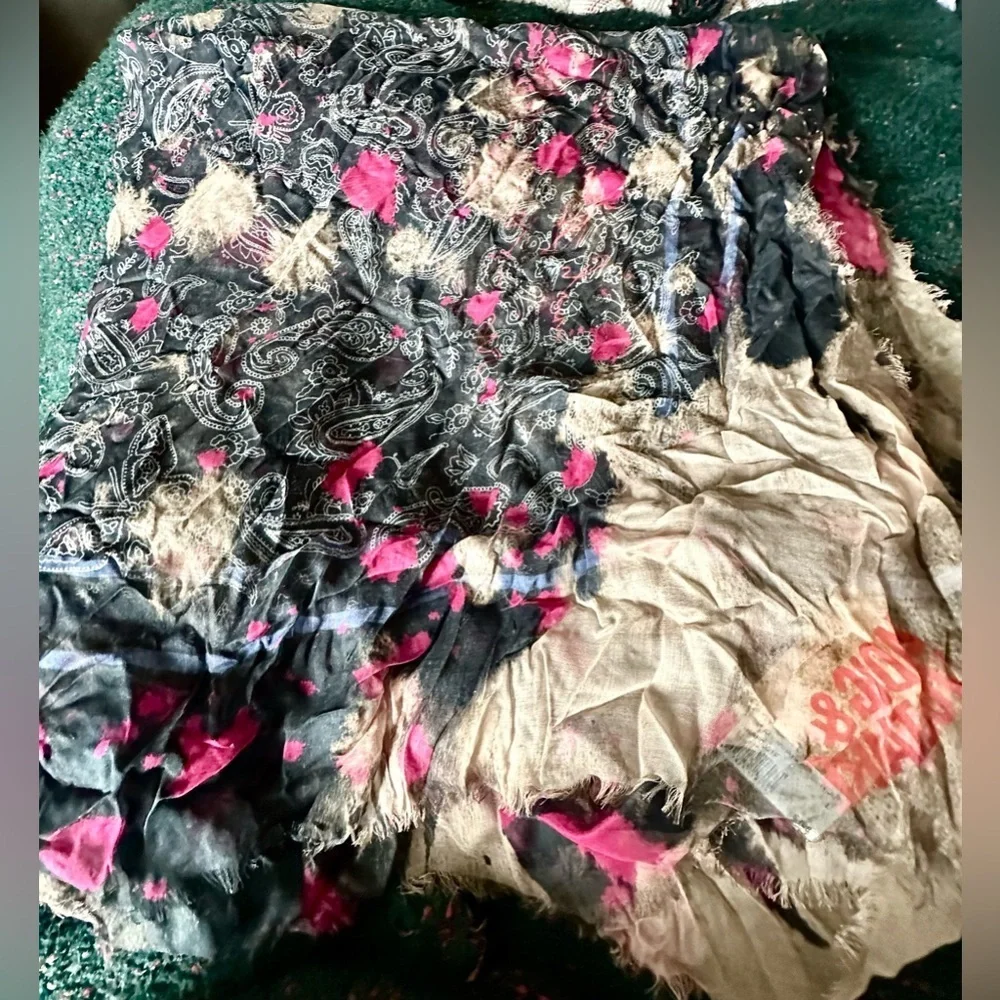 Zadig & Voltaire Kerry Bleached Modal Scarf Noir NWT